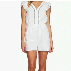 Cece Women's Cotton Eyelet White Romper Size 10 NWOT